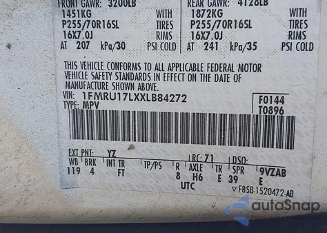 1999 Ford Expedition Eddie Bauer/Xlt from USA, damaged, VIN 1FMRU17LXXLB84272